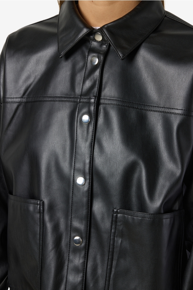 NMBETTIE LS PU SHIRT 27034745 BLACK